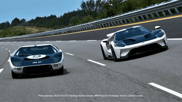 Preproduction 2022 Ford GT Heritage Edition GIF